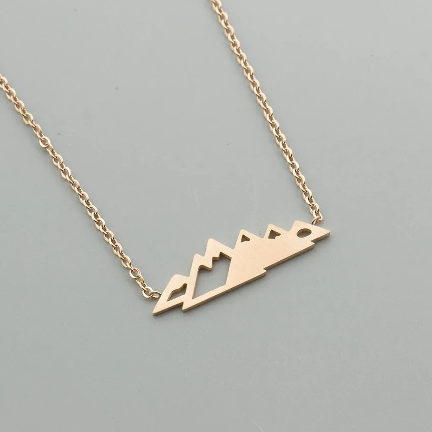 Simple Snowy Mountain Top Pendant Necklaces Hiking