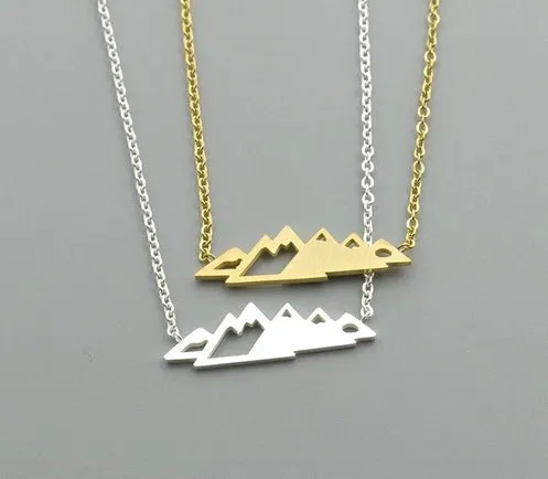 Simple Snowy Mountain Top Pendant Necklaces Hiking