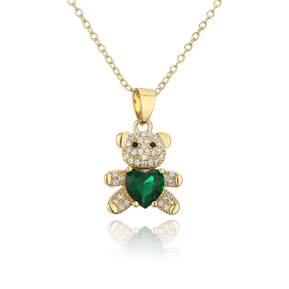 SISSLIA High Quality 2024 Trend New Arrival Women Necklace Lovely Bear Multicolored Rhinestone Diamond Pendant for Women