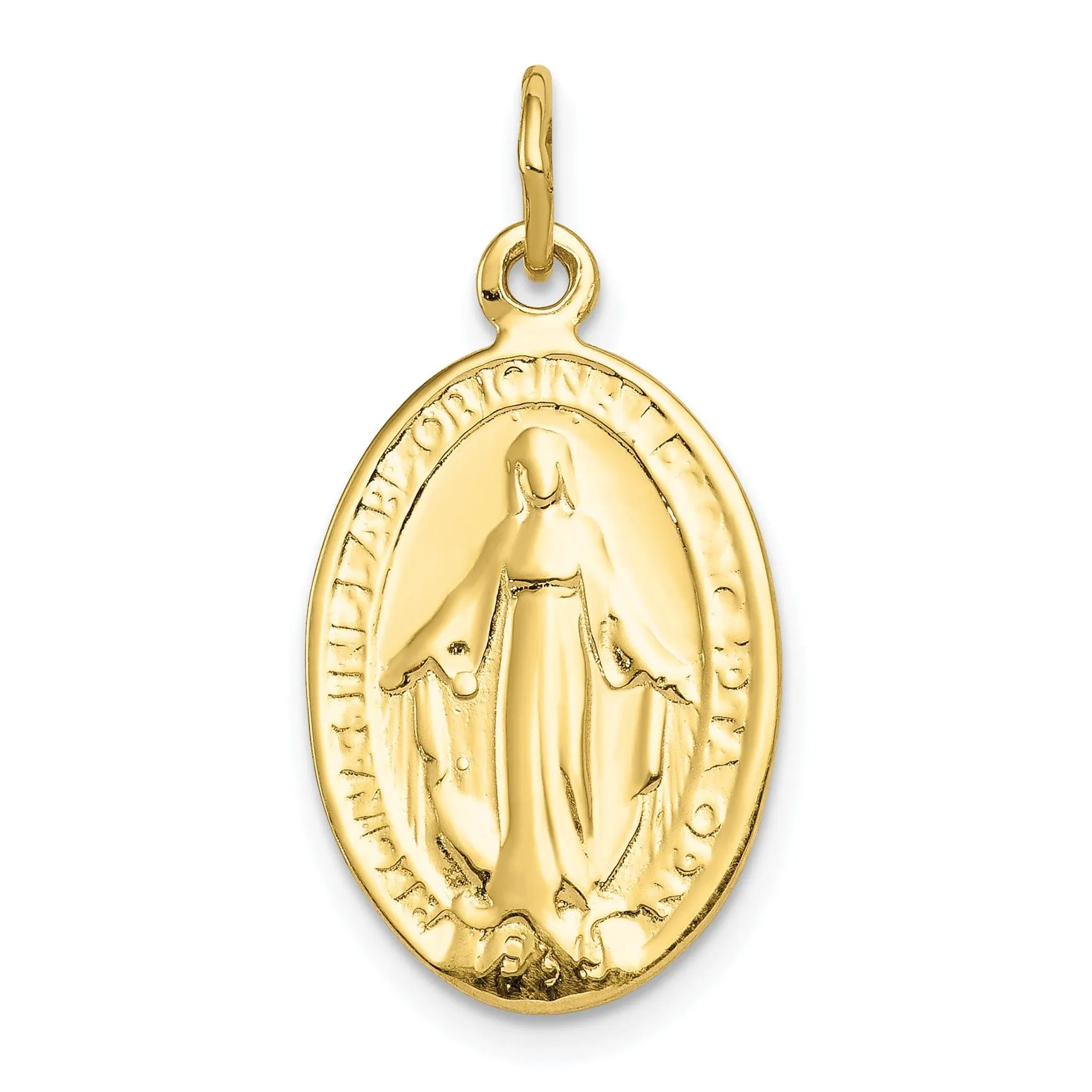 Solid 10k Yellow Gold Miraculous Medal Pendant