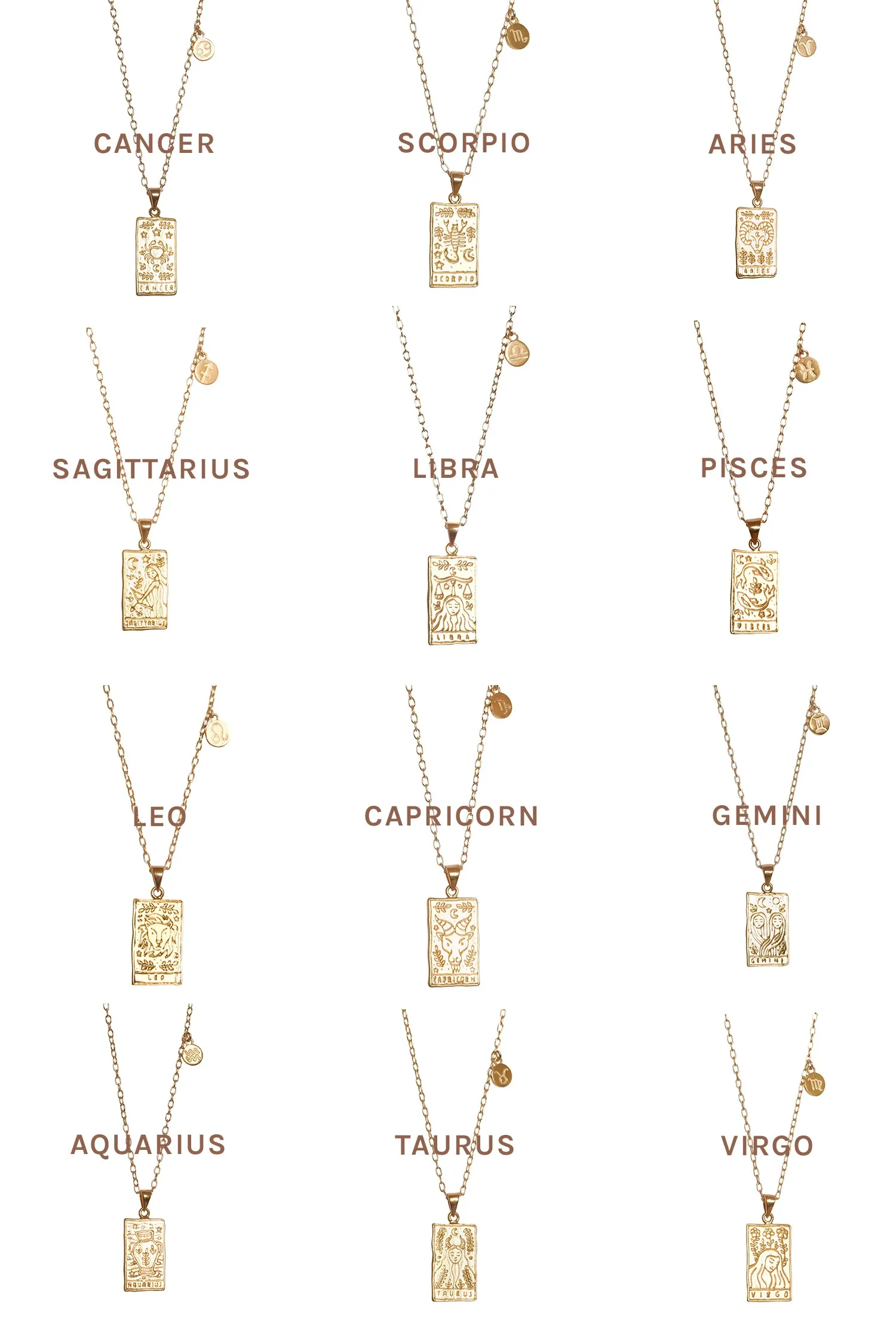 Solid Gold Custom Zodiac Necklace