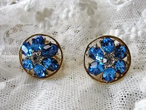 STUNNING CornFlower Blue Vintage CORO signed Earrings Screw Back Vintage Costume Jewelry