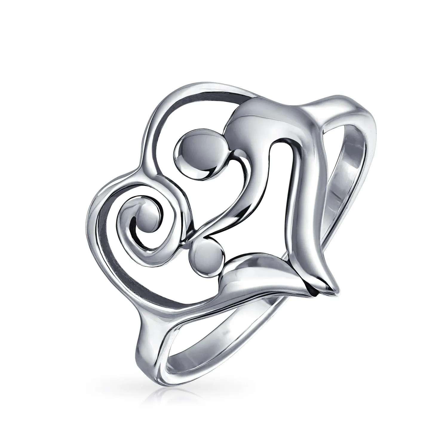 Swirling Heart Mother Loving Child Family Ring Gift For Mom Band 1MM