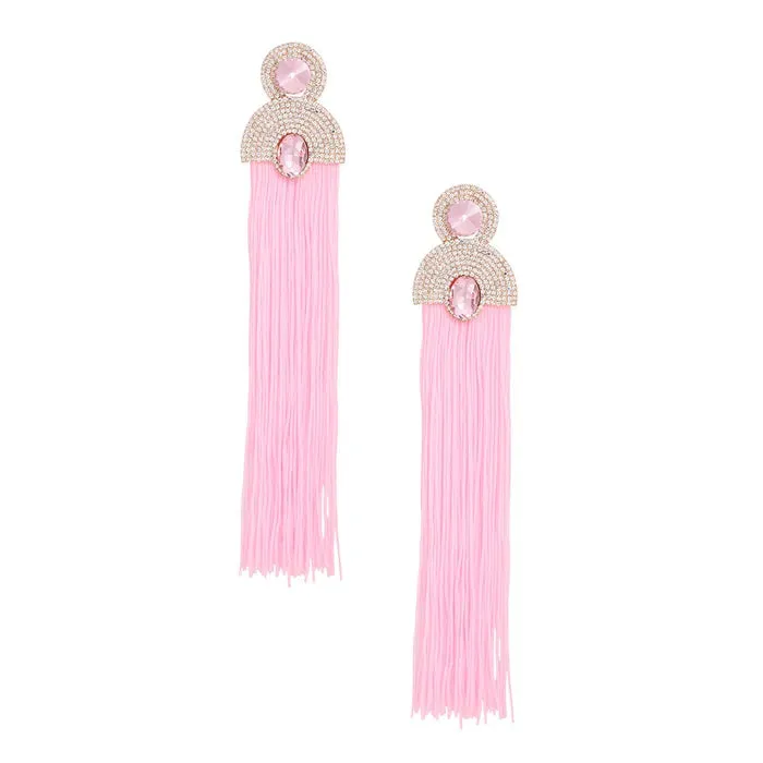 Tassel Fuchsia Long Vintage Glam Earrings Women