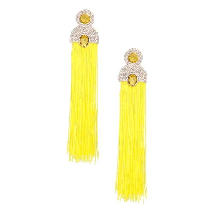 Tassel Fuchsia Long Vintage Glam Earrings Women