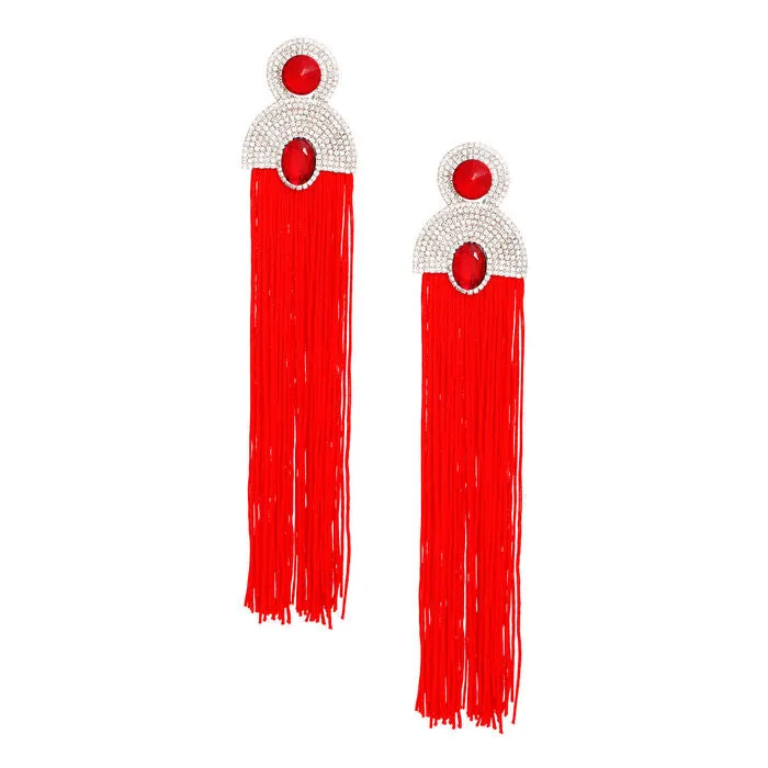 Tassel Fuchsia Long Vintage Glam Earrings Women