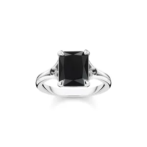 Thomas Sabo Black Stone Silver Ring - Size: 50