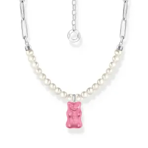 THOMAS SABO Link necklace with pink Goldbears & freshwater pearls