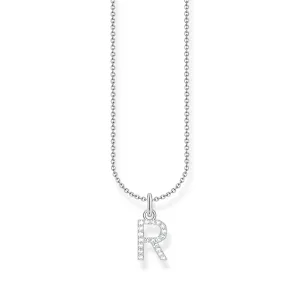 THOMAS SABO Necklace with letter pendant R and white zirconia - silver