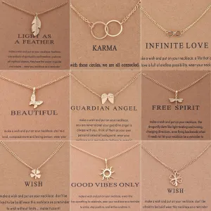 Trendy Alloy Cute Elegant Sun Love Star Leaves Clover Unicorn Luck Pendant Necklaces for Women Fashion Accessories Jewelry