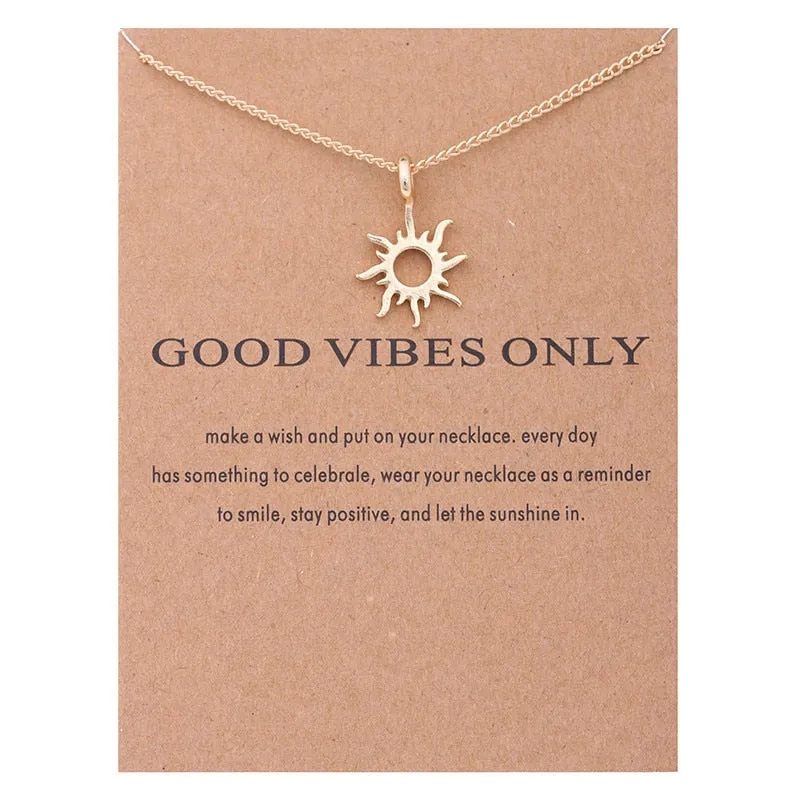 Trendy Alloy Cute Elegant Sun Love Star Leaves Clover Unicorn Luck Pendant Necklaces for Women Fashion Accessories Jewelry