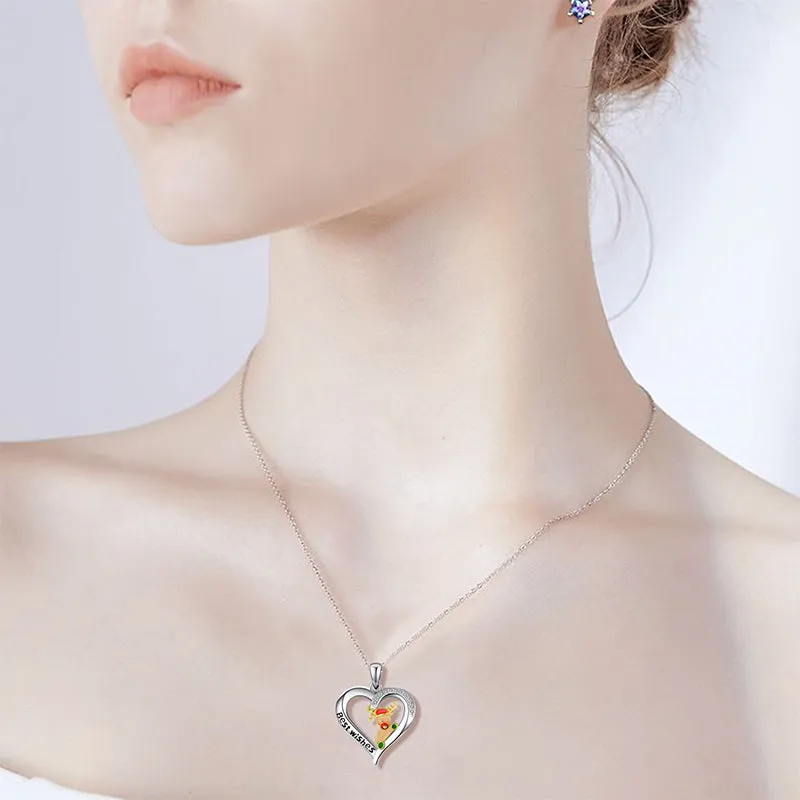 Trendy Heart Alloy Santa Elk Pendant Necklaces for Woman