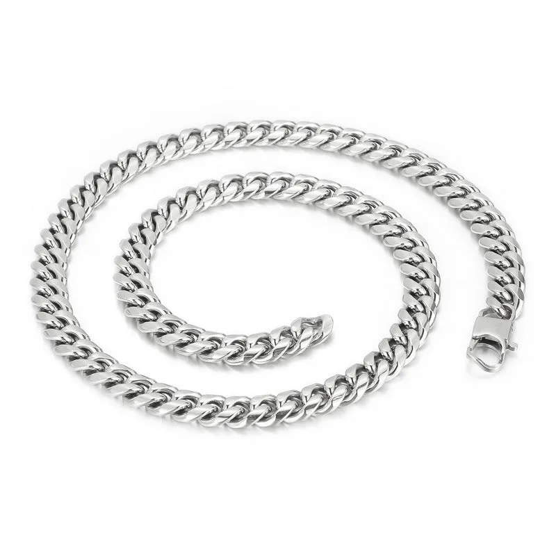 Trendy Titanium Steel Men's Cuban Bracelets and Necklaces - Hip-hop Jewelry Inspired by European and American Rock Culture