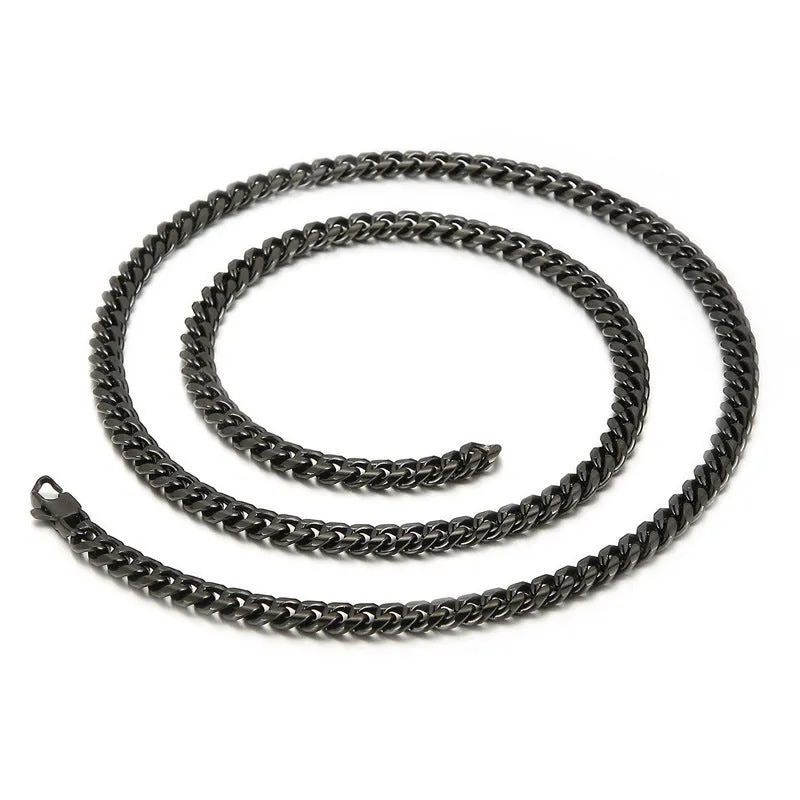 Trendy Titanium Steel Men's Cuban Bracelets and Necklaces - Hip-hop Jewelry Inspired by European and American Rock Culture