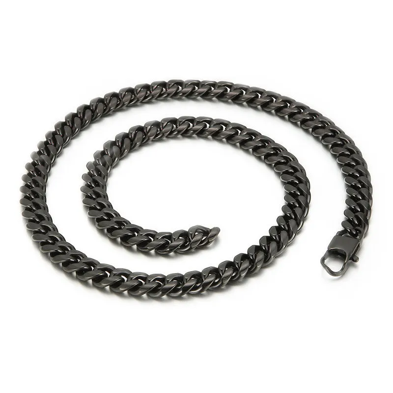 Trendy Titanium Steel Men's Cuban Bracelets and Necklaces - Hip-hop Jewelry Inspired by European and American Rock Culture