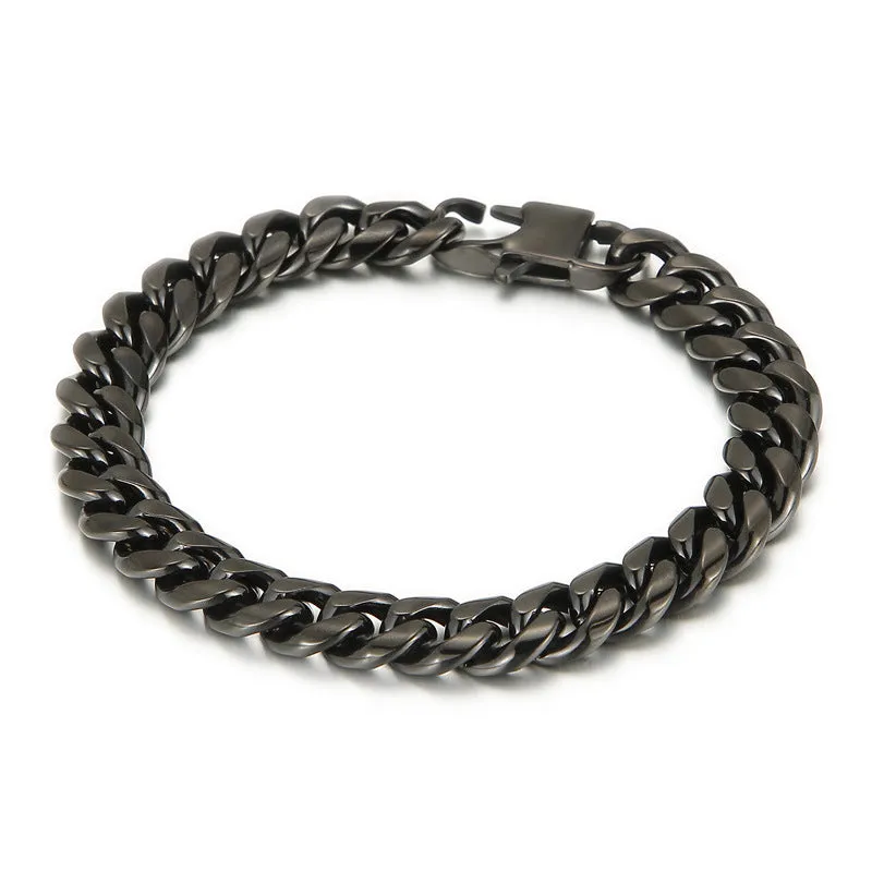 Trendy Titanium Steel Men's Cuban Bracelets and Necklaces - Hip-hop Jewelry Inspired by European and American Rock Culture