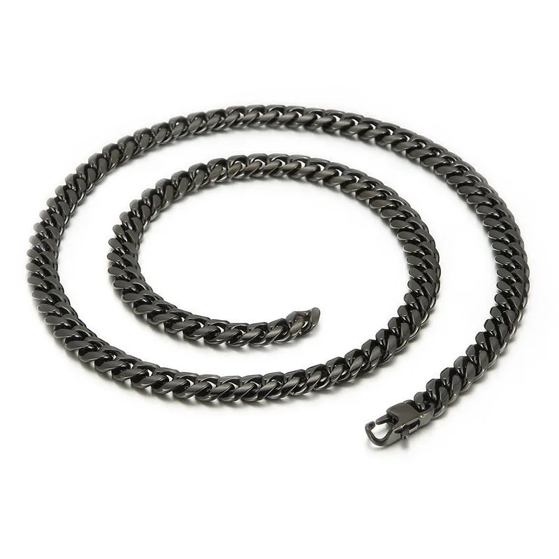 Trendy Titanium Steel Men's Cuban Bracelets and Necklaces - Hip-hop Jewelry Inspired by European and American Rock Culture