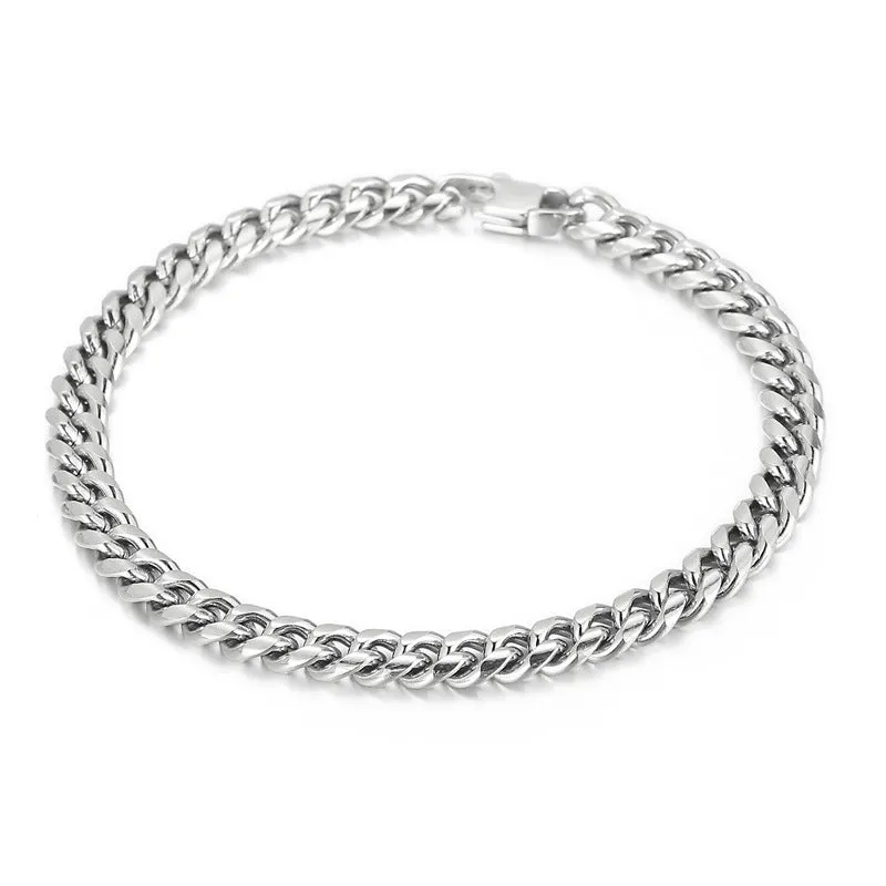 Trendy Titanium Steel Men's Cuban Bracelets and Necklaces - Hip-hop Jewelry Inspired by European and American Rock Culture