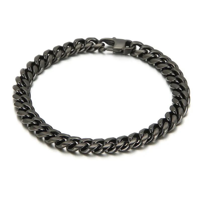 Trendy Titanium Steel Men's Cuban Bracelets and Necklaces - Hip-hop Jewelry Inspired by European and American Rock Culture