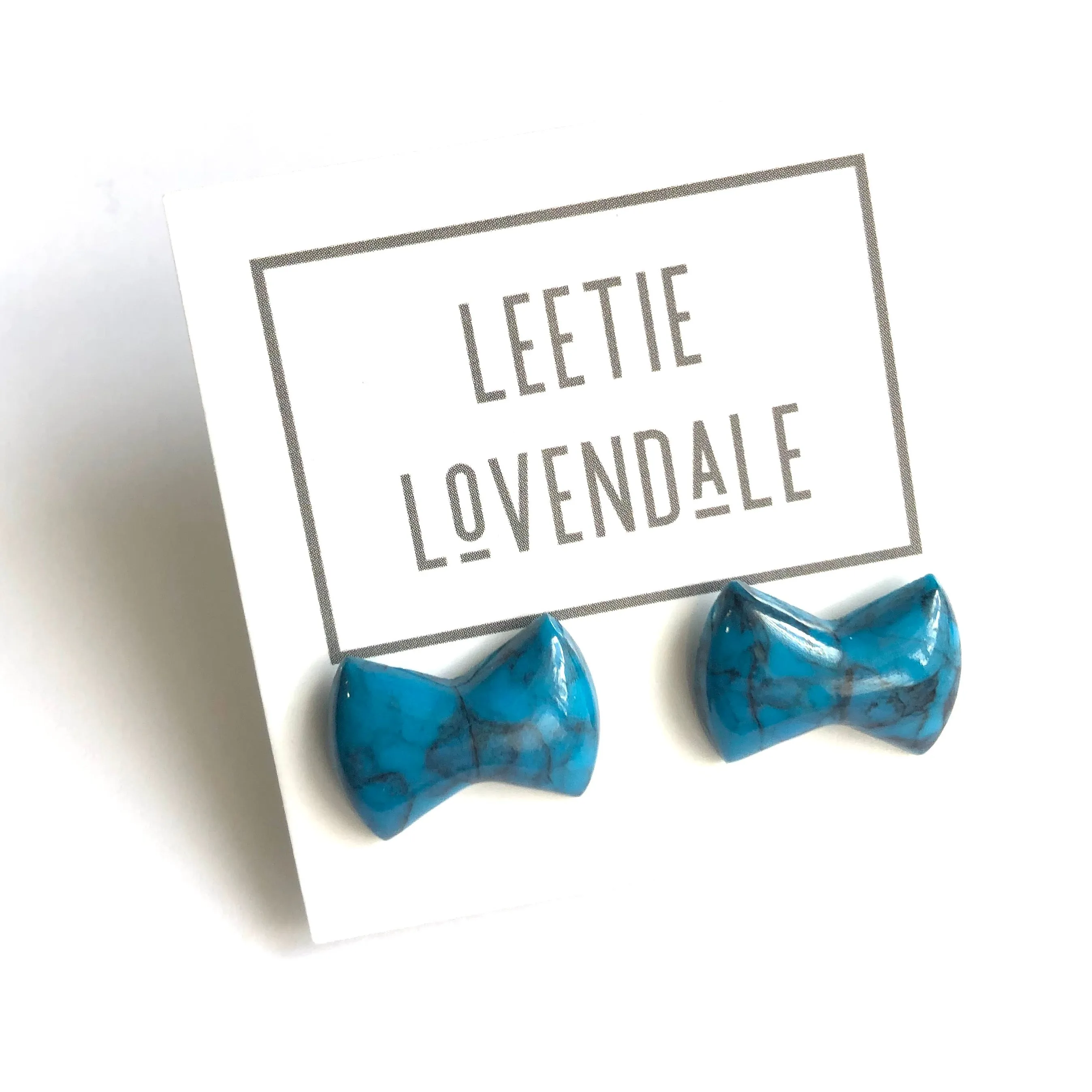 Turquoise Matrix Bow Stud Earrings