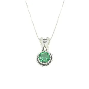 Vintage Emerald Necklace - Round Green Pendant - Green Emerald Pendant