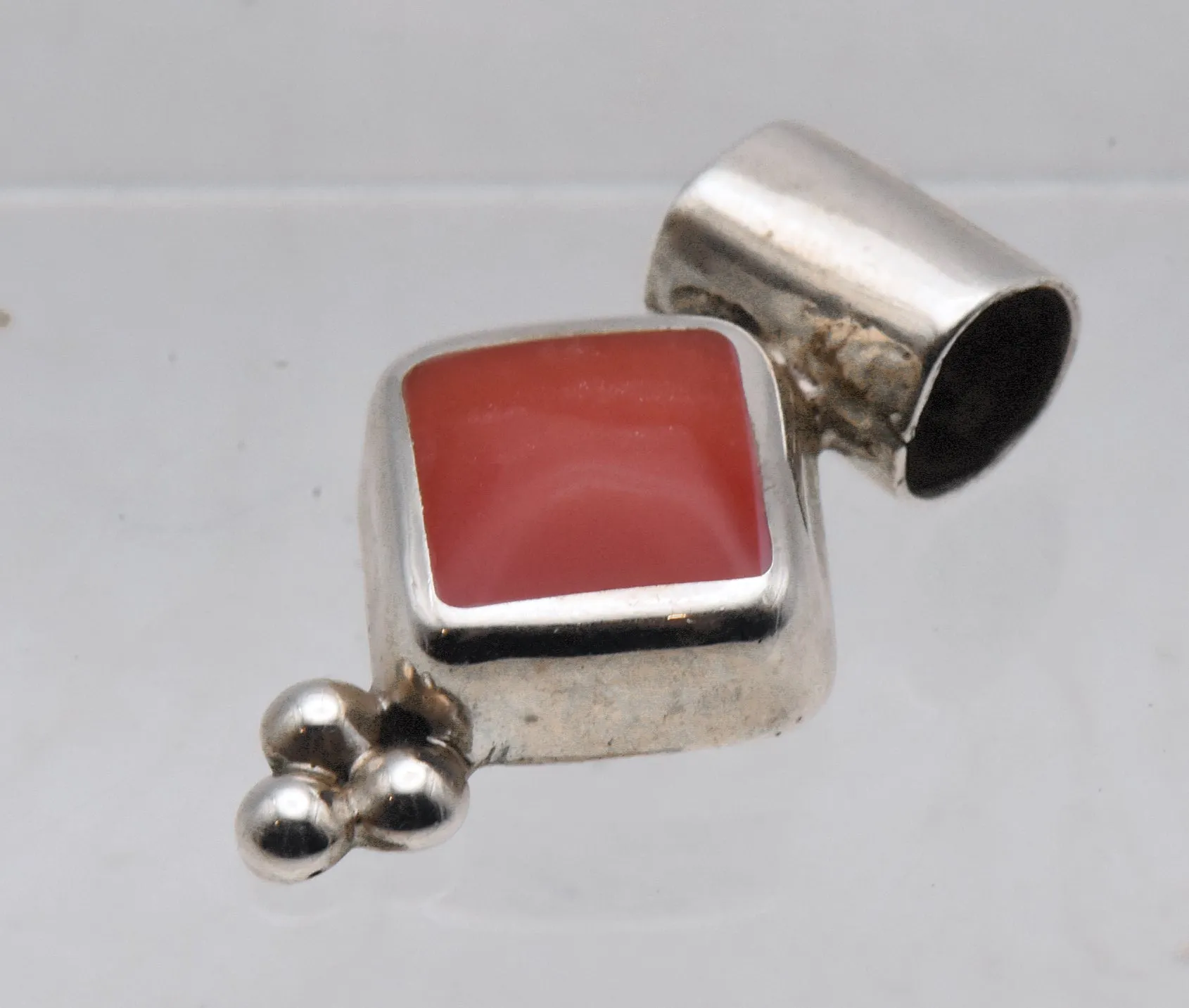 Vintage Inlaid Carnelian Sterling Silver Pendant