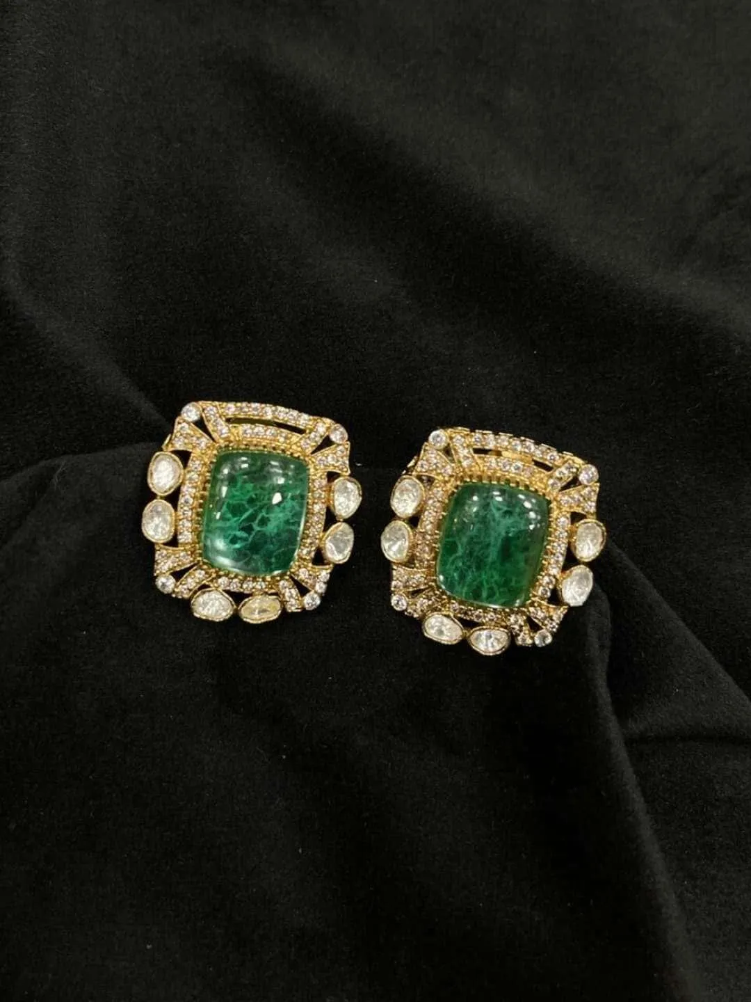 Vintage Polki Square Studs