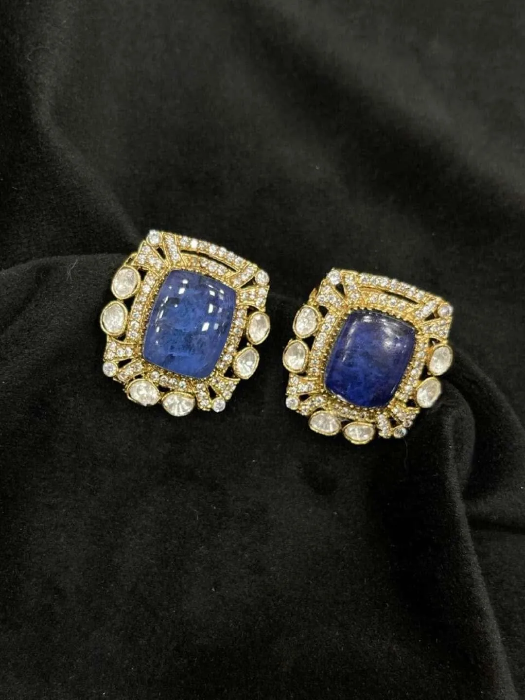 Vintage Polki Square Studs