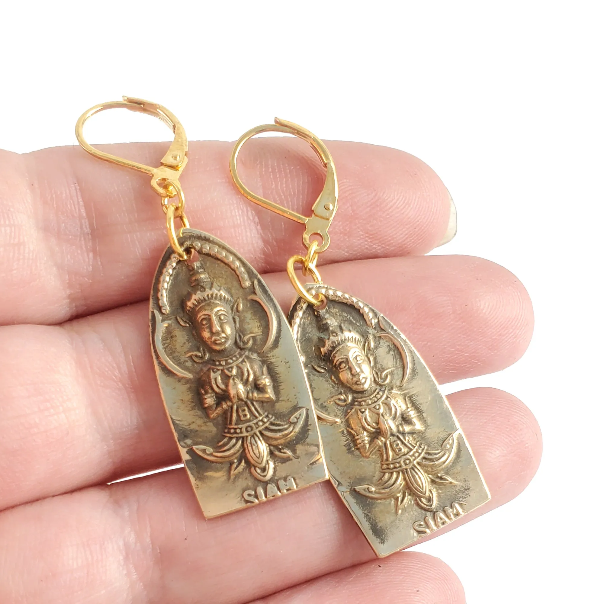 Vintage Siam Brass Spoon Earrings