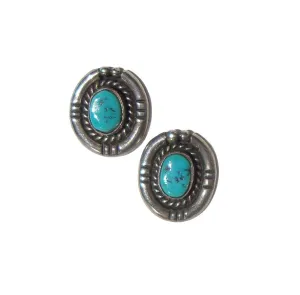 Vintage Turquoise Earrings Ramona Loloma Hopi Sterling Post Back