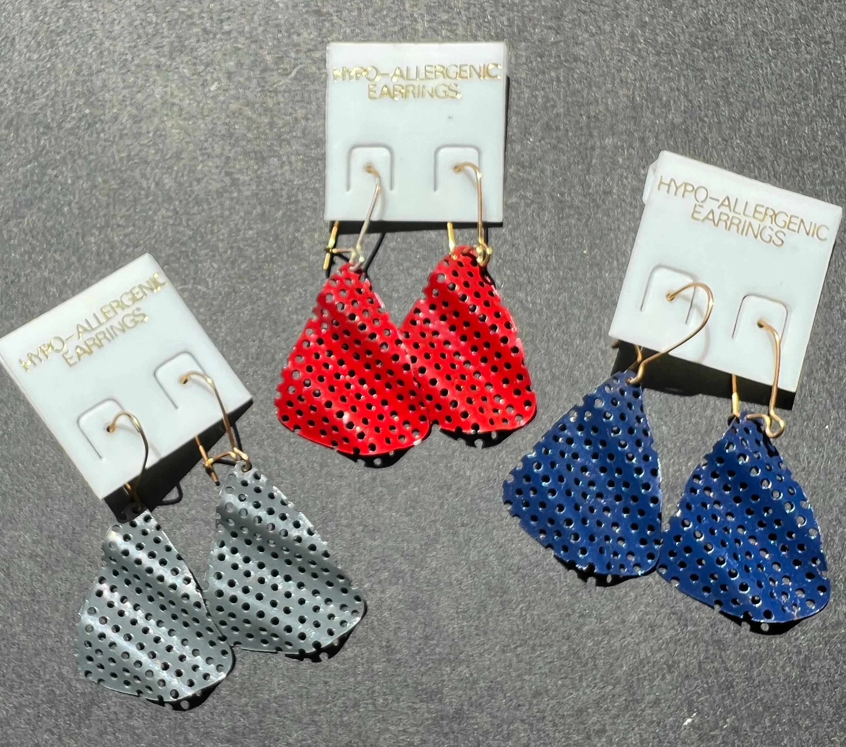 Waved and Perforated Metal 1980s Earrings