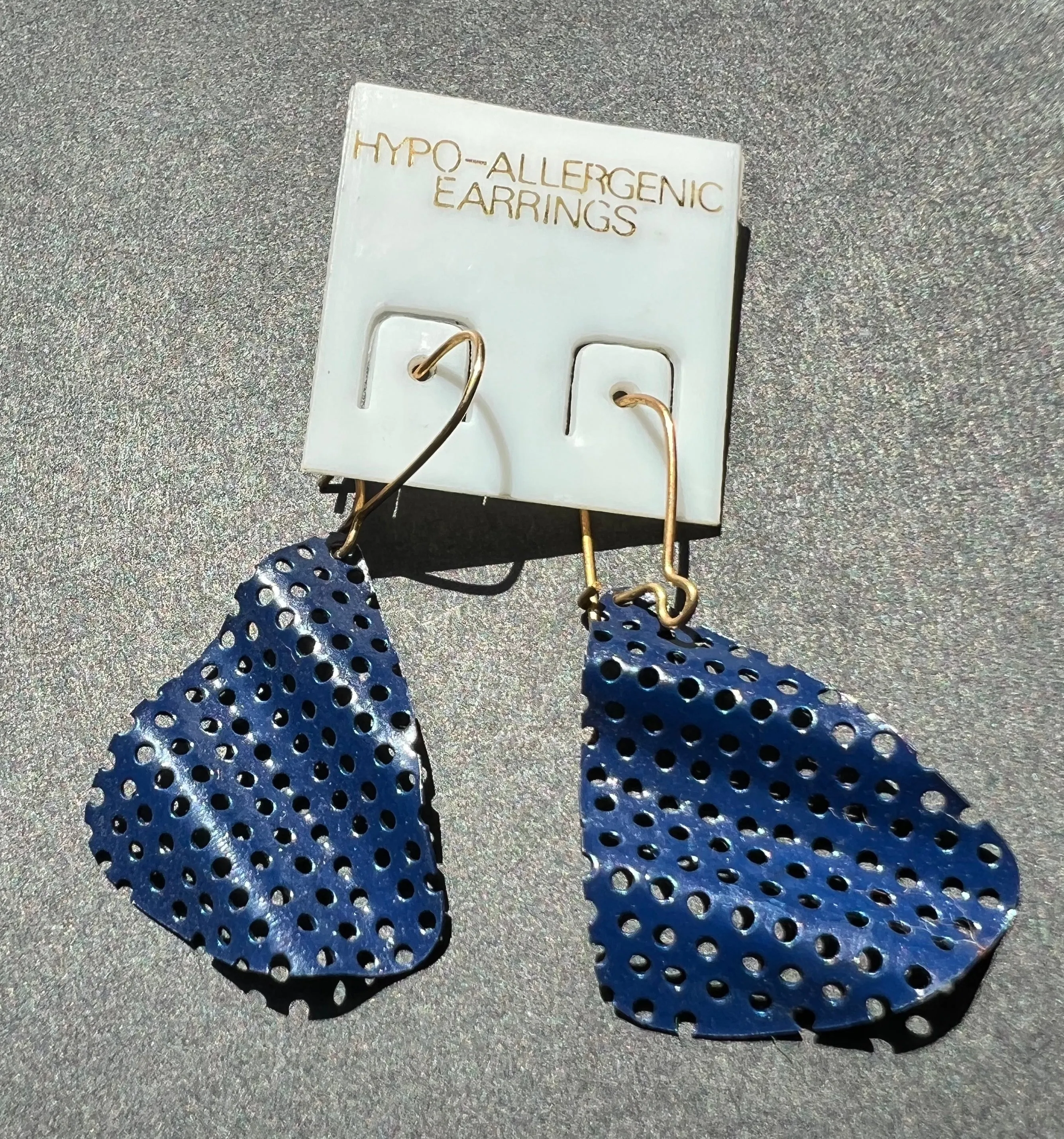 Waved and Perforated Metal 1980s Earrings