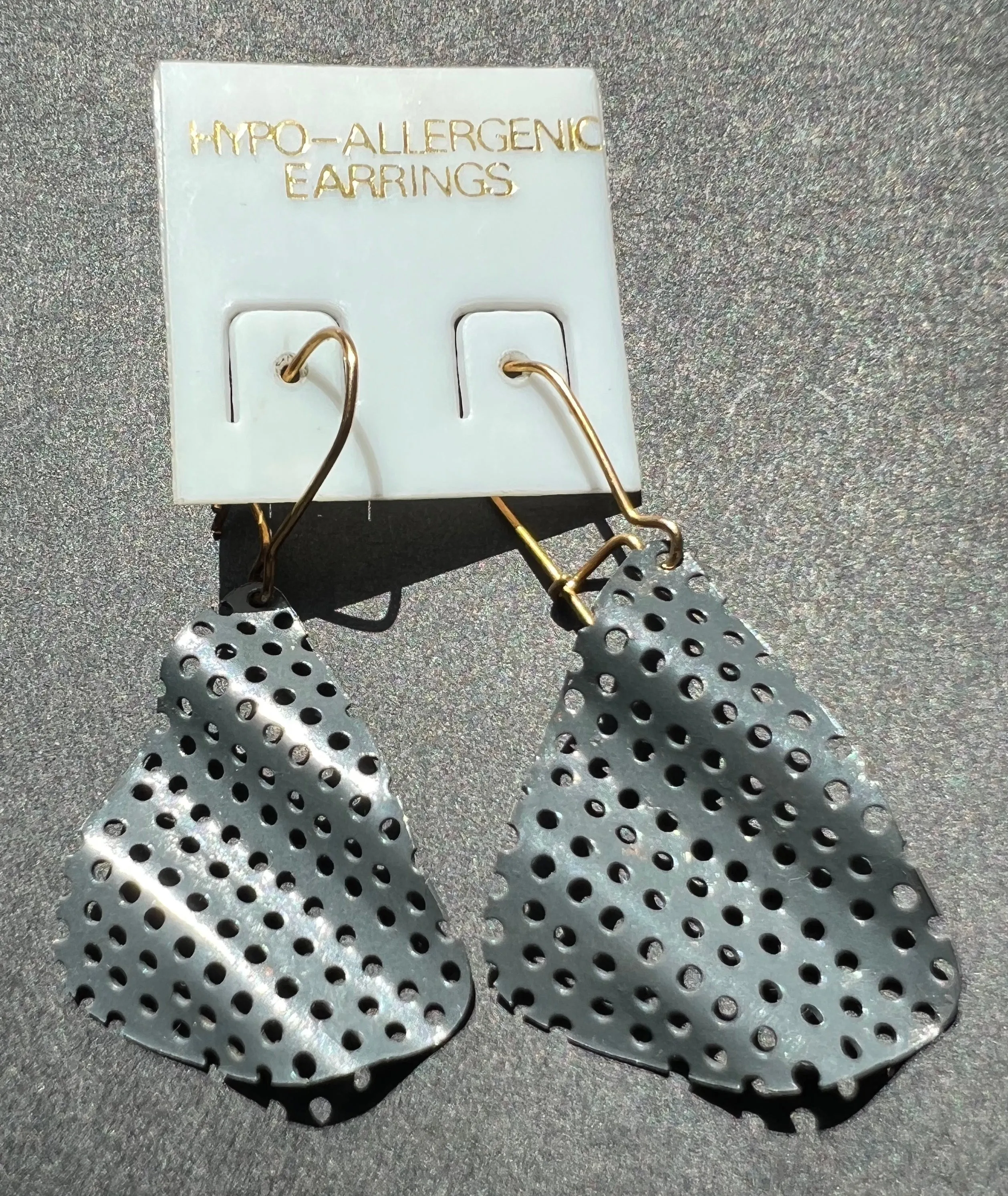 Waved and Perforated Metal 1980s Earrings