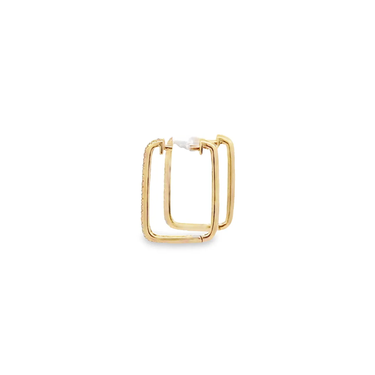 WD1051 14kt Rectangular Diamond Hoops