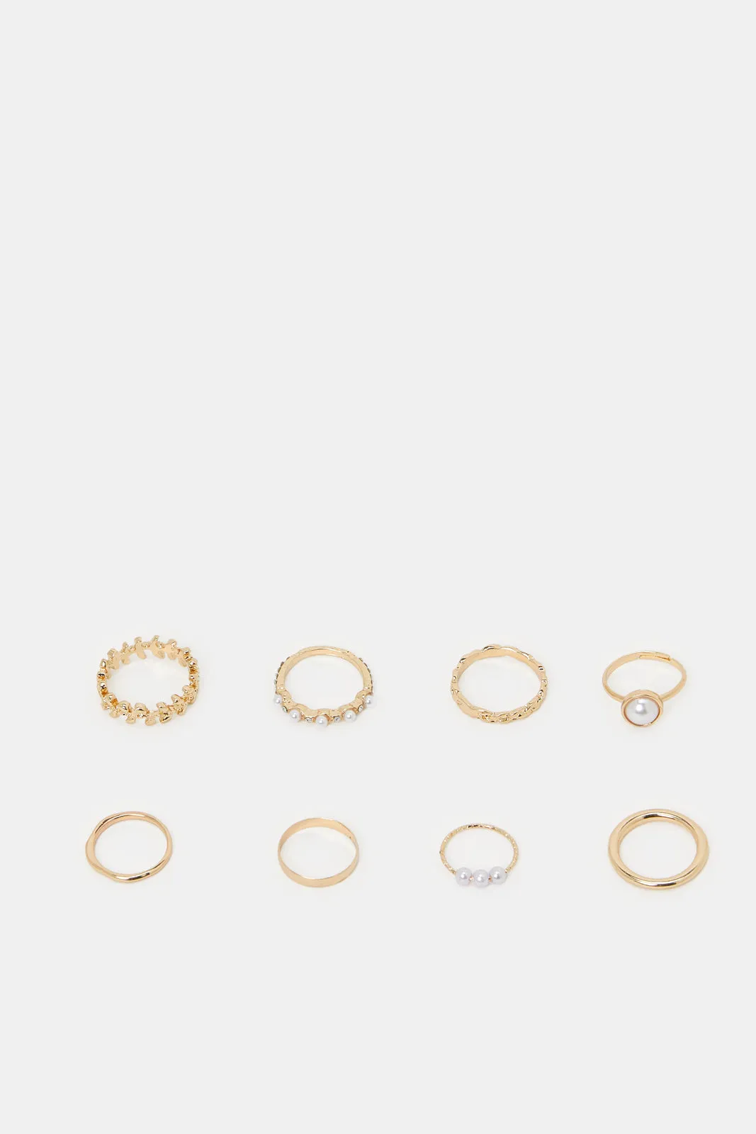 Women Gold Embellished Ring Set (8 Piece)