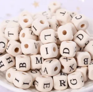 Wooden Alphabet Beads, Name Beads, Sophisticated Letter Beads for Jewelry Making, Adult Letter Beads for Bracelet, Alphabet Beads, Unique