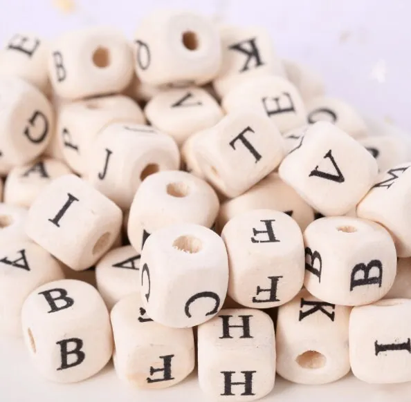 Wooden Alphabet Beads, Name Beads, Sophisticated Letter Beads for Jewelry Making, Adult Letter Beads for Bracelet, Alphabet Beads, Unique