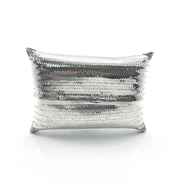 Woven Top Open Sterling Silver Clutch