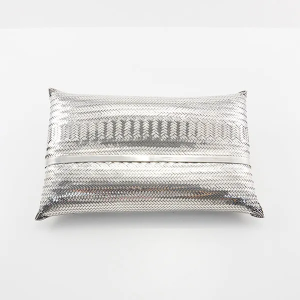 Woven Top Open Sterling Silver Clutch