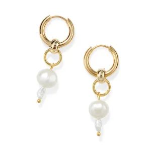 Yam Pearl Drop Hoop Earrings