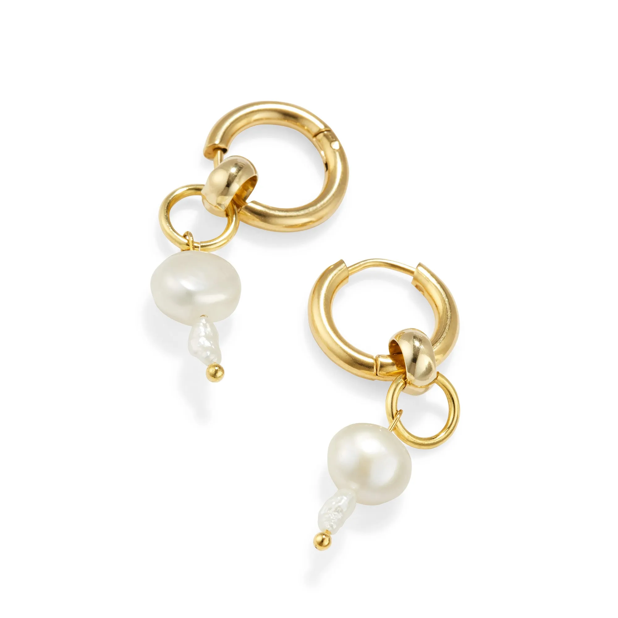 Yam Pearl Drop Hoop Earrings