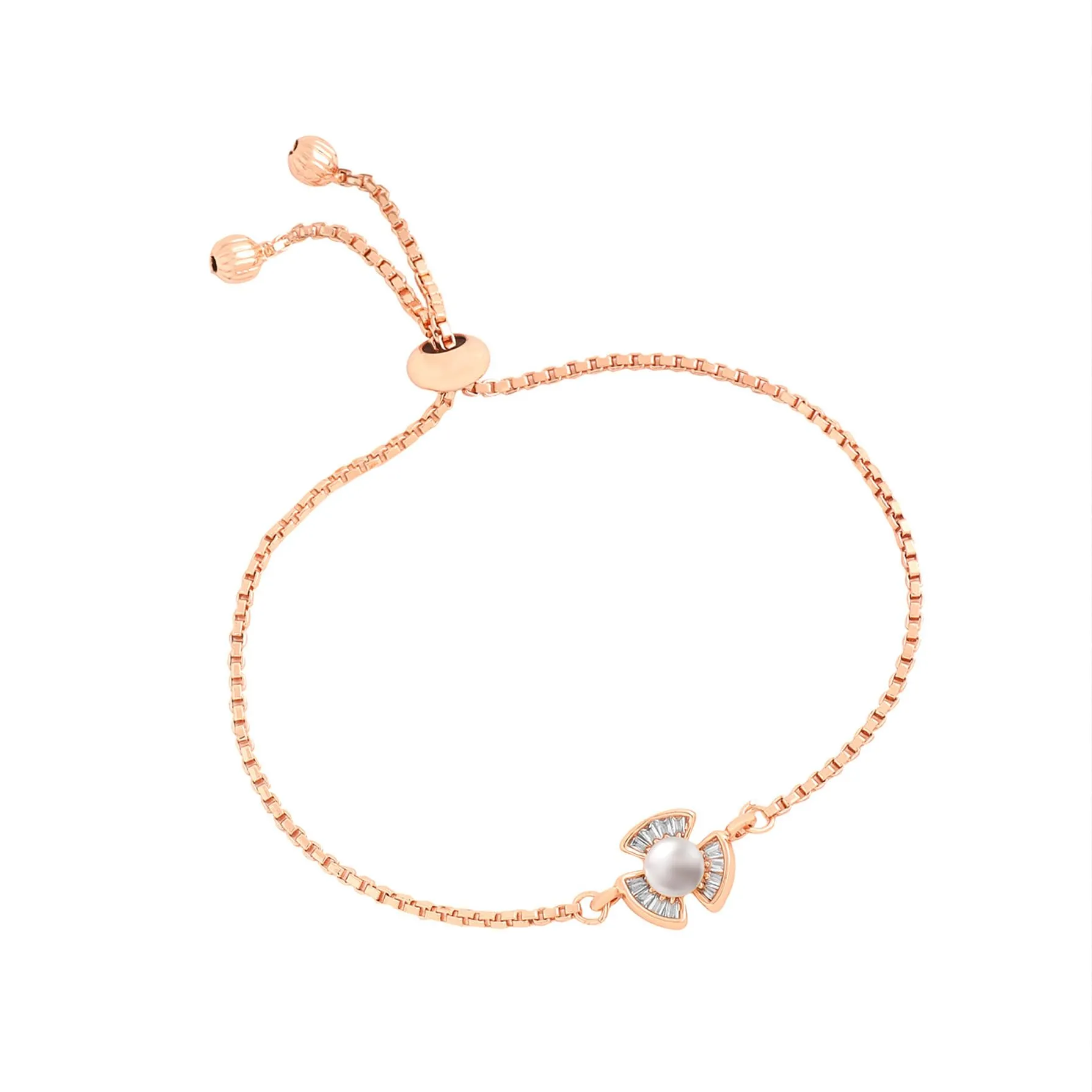 Yellow Chimes Bracelet for Women & Girls Fashion Rosegold Pearl Bracelets for Women | RoseGold Plated Floral Chain Bracelet | Birthday Gift For Girls & Women Anniversary Gift for Wife