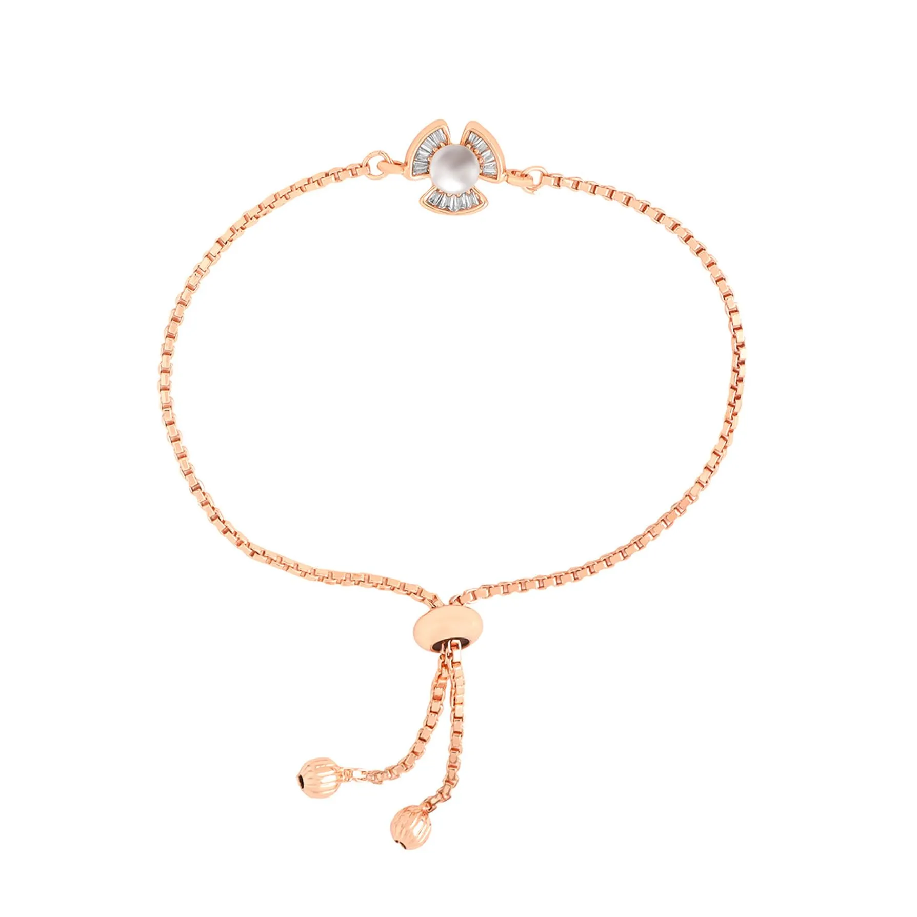 Yellow Chimes Bracelet for Women & Girls Fashion Rosegold Pearl Bracelets for Women | RoseGold Plated Floral Chain Bracelet | Birthday Gift For Girls & Women Anniversary Gift for Wife