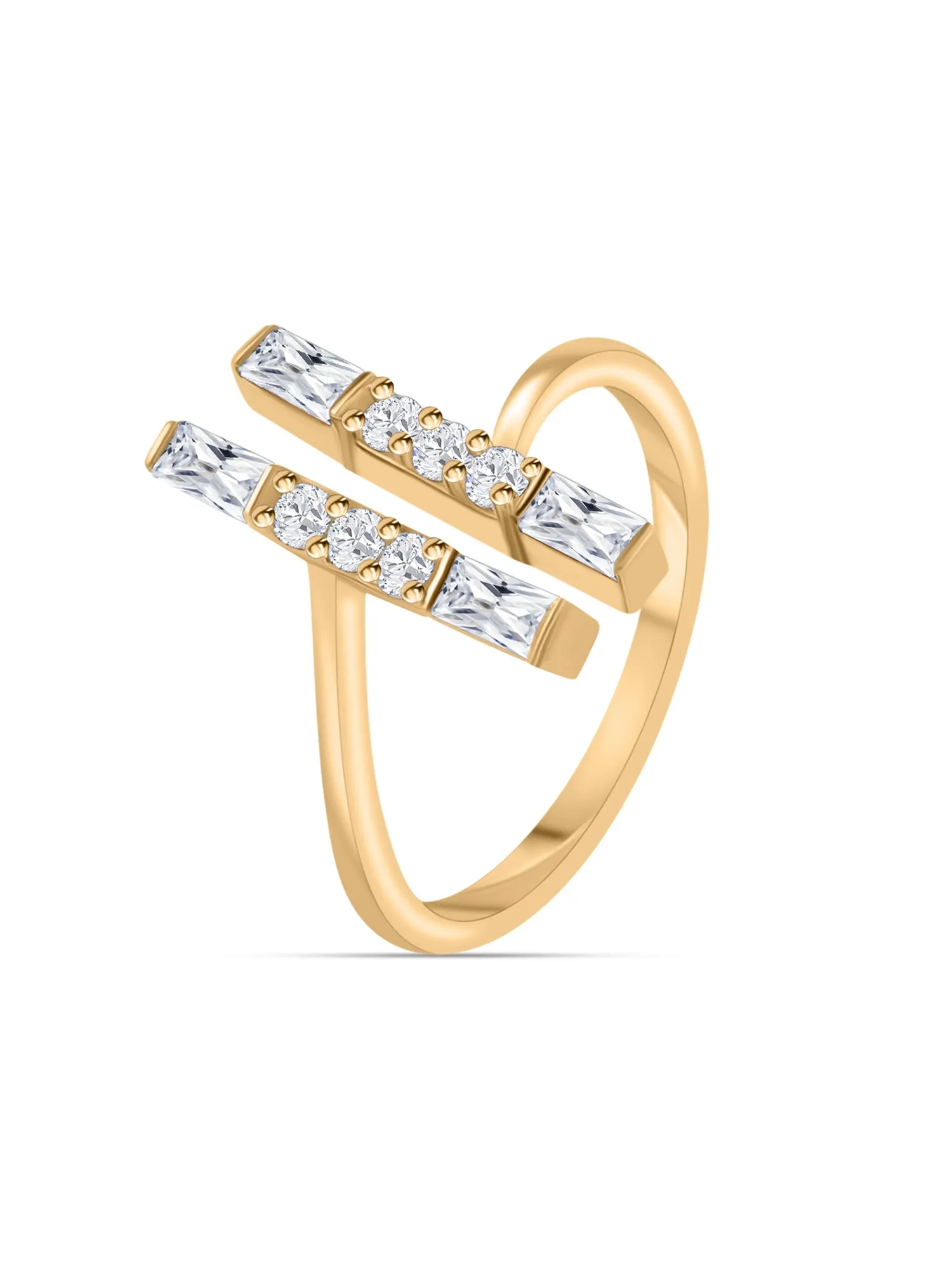 Yellow Gold American Diamond Bar Ring